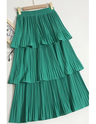 Women Skirts Fashion Ruffled High Waist Lady Long Skirts