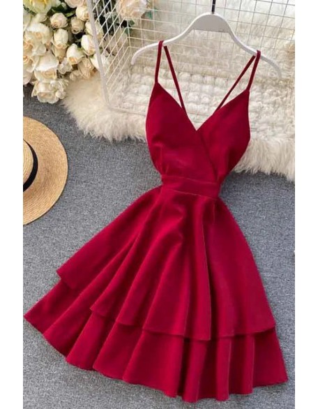 Fashion Sexy Backless Bow Bandage Beach Dress Women V-neck Strap Double Ruffles Short Dress