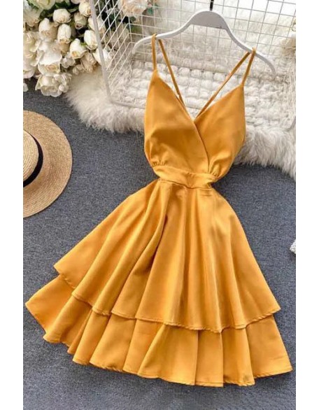 Fashion Sexy Backless Bow Bandage Beach Dress Women V-neck Strap Double Ruffles Short Dress