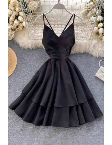 Fashion Sexy Backless Bow Bandage Beach Dress Women V-neck Strap Double Ruffles Short Dress