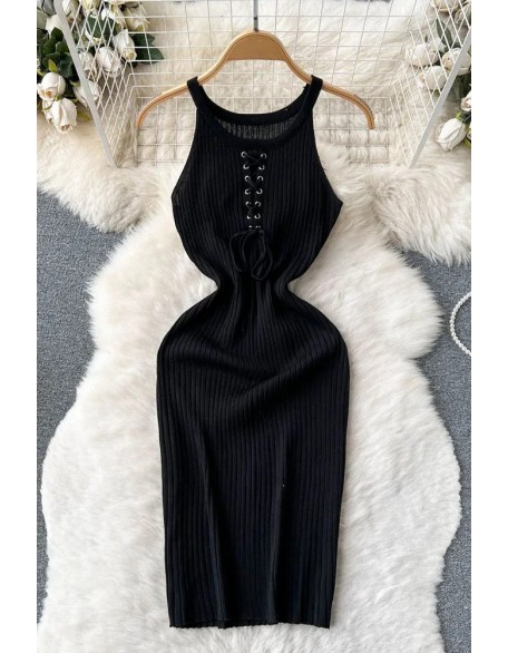 Fashion Sexy Package Hips Mini Dress Women Knitted Bandage Bodycon Vestidos Streetwear Lady Tank Dress