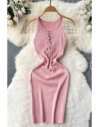 Fashion Sexy Package Hips Mini Dress Women Knitted Bandage Bodycon Vestidos Streetwear Lady Tank Dress