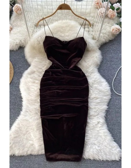 Romantic Women Velvet Party Dress Strap Bodycon Dress Aesthetic Vestidos Dress