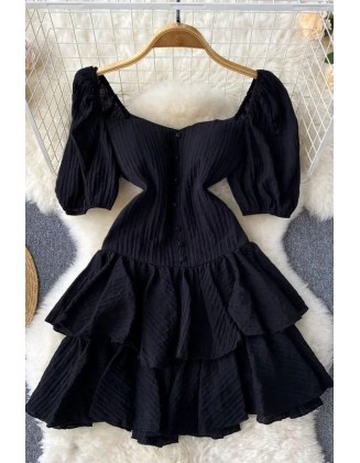 Women Dress Retro Cascading Ruffles Gothic Mini Dress