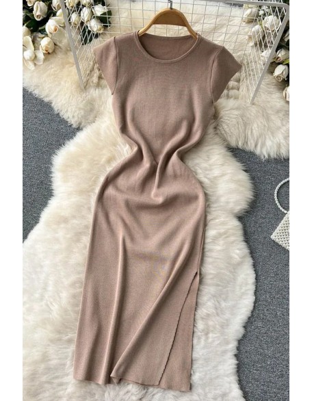 Fashion Lady Office Knitted Dress Brief Elegant Bodycon Split Dress