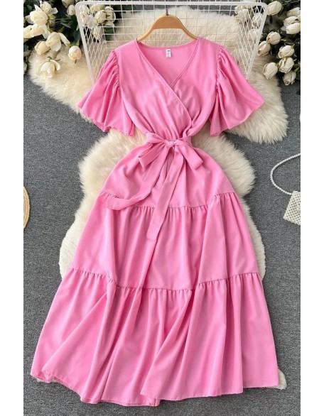 Women Romantic Butterfly Sleeve Robe Bandage Long Dress Elegant Vintage Party Dress