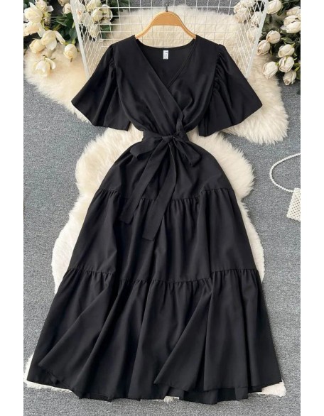 Women Romantic Butterfly Sleeve Robe Bandage Long Dress Elegant Vintage Party Dress