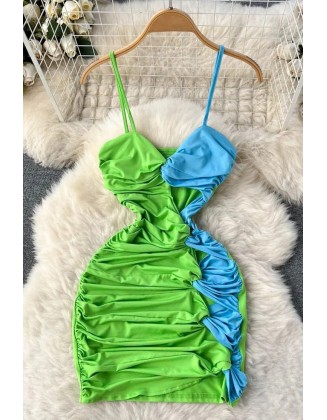 Fashion Women Sexy Hollow Out Bodycon Mini Dress Hot Lady Night Colorful Club Party Dress