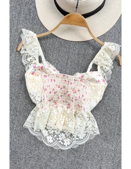 Femme Bra Strap Tank Top Lace Tops for Women Camisoles Harajuku Floral Tanks